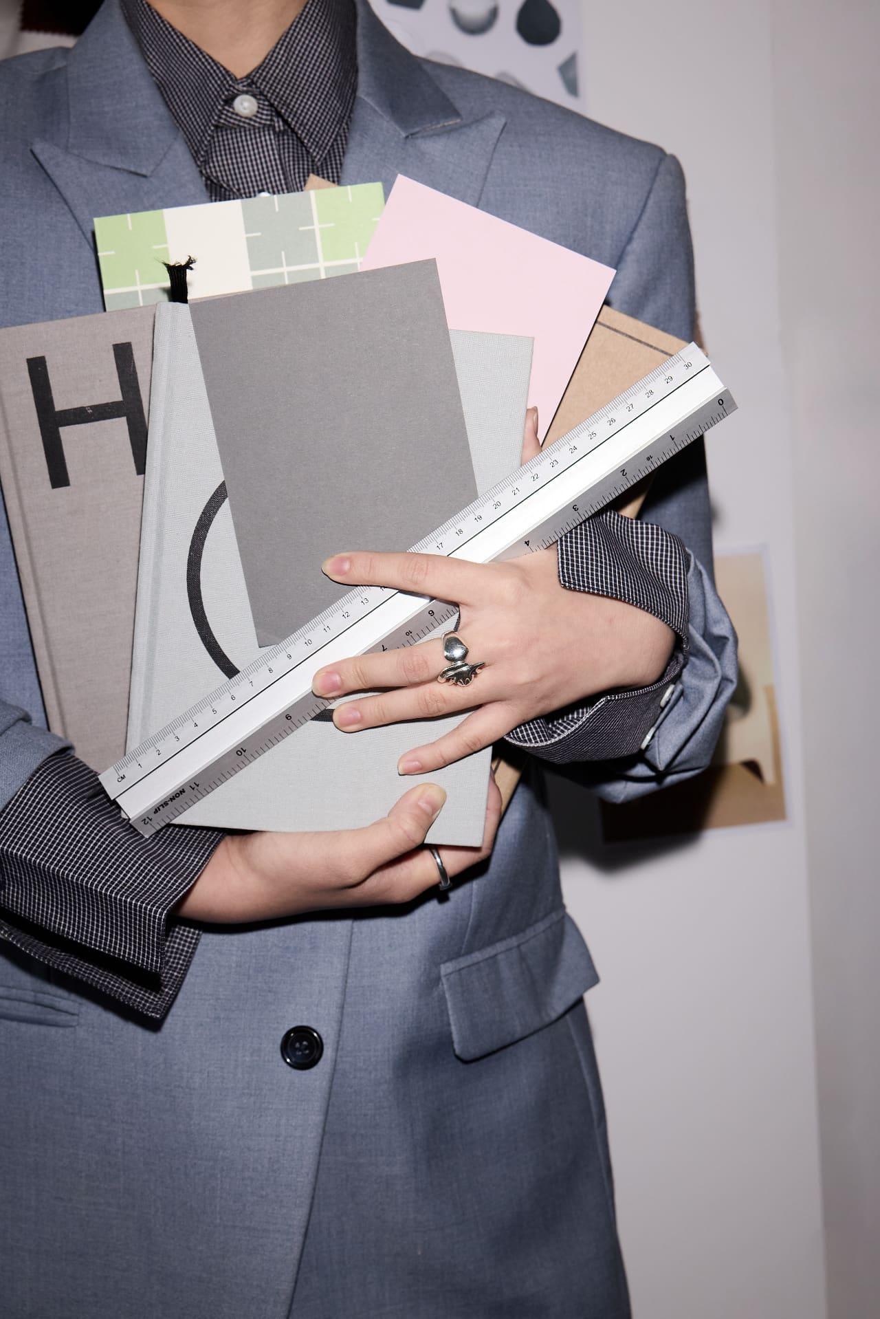 A Daymade account lead carrying sample boards and swatches