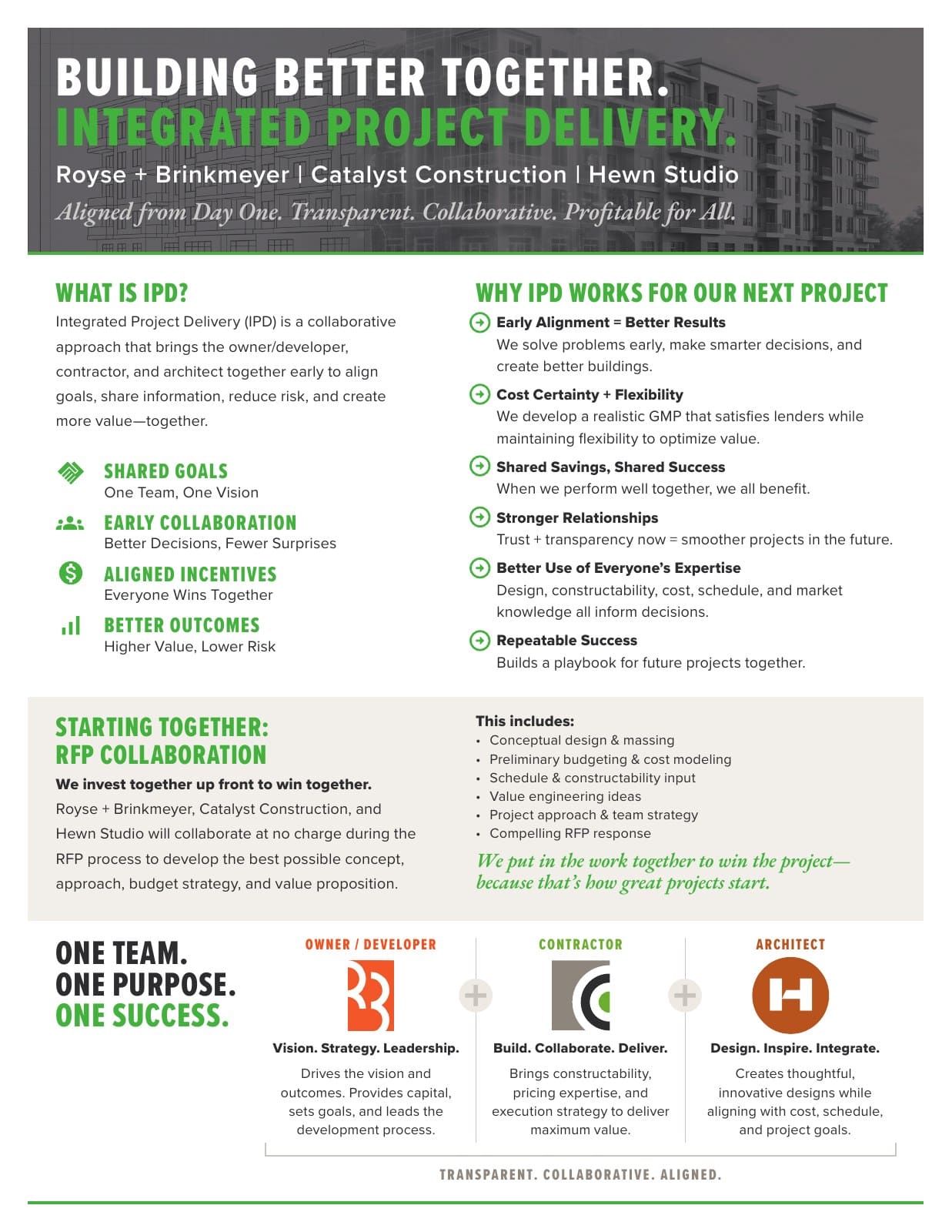 Front of Catalyst's integrated project delivery one-sheet