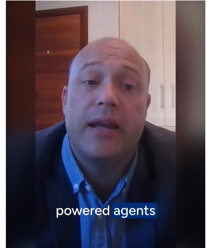 A captioned video clip from an M&S Consulting post about Agentforce