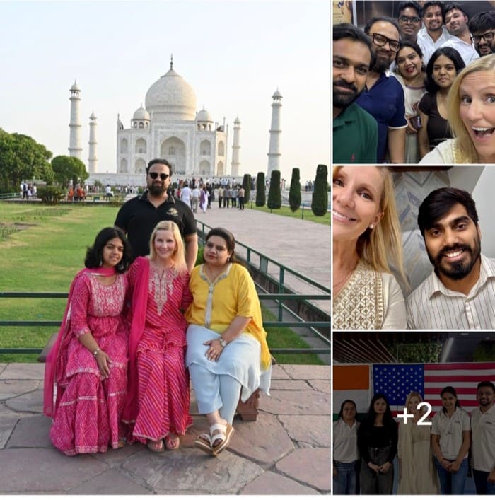 Photos from a visit with the M&S India team, including the Taj Mahal and office group shots