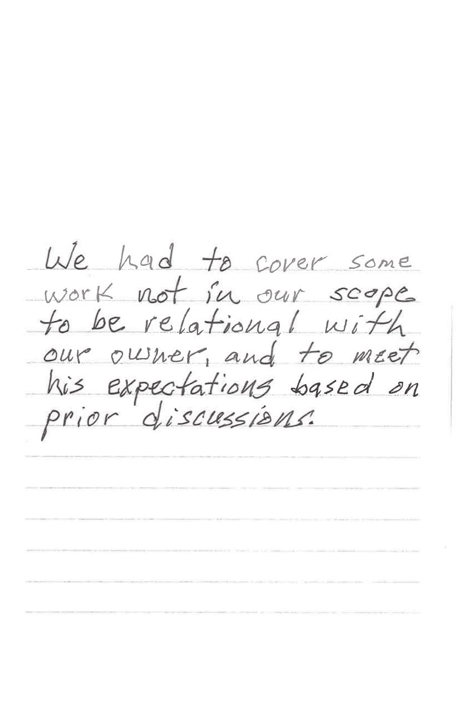 Handwritten Catalyst story card about setting clear project expectations