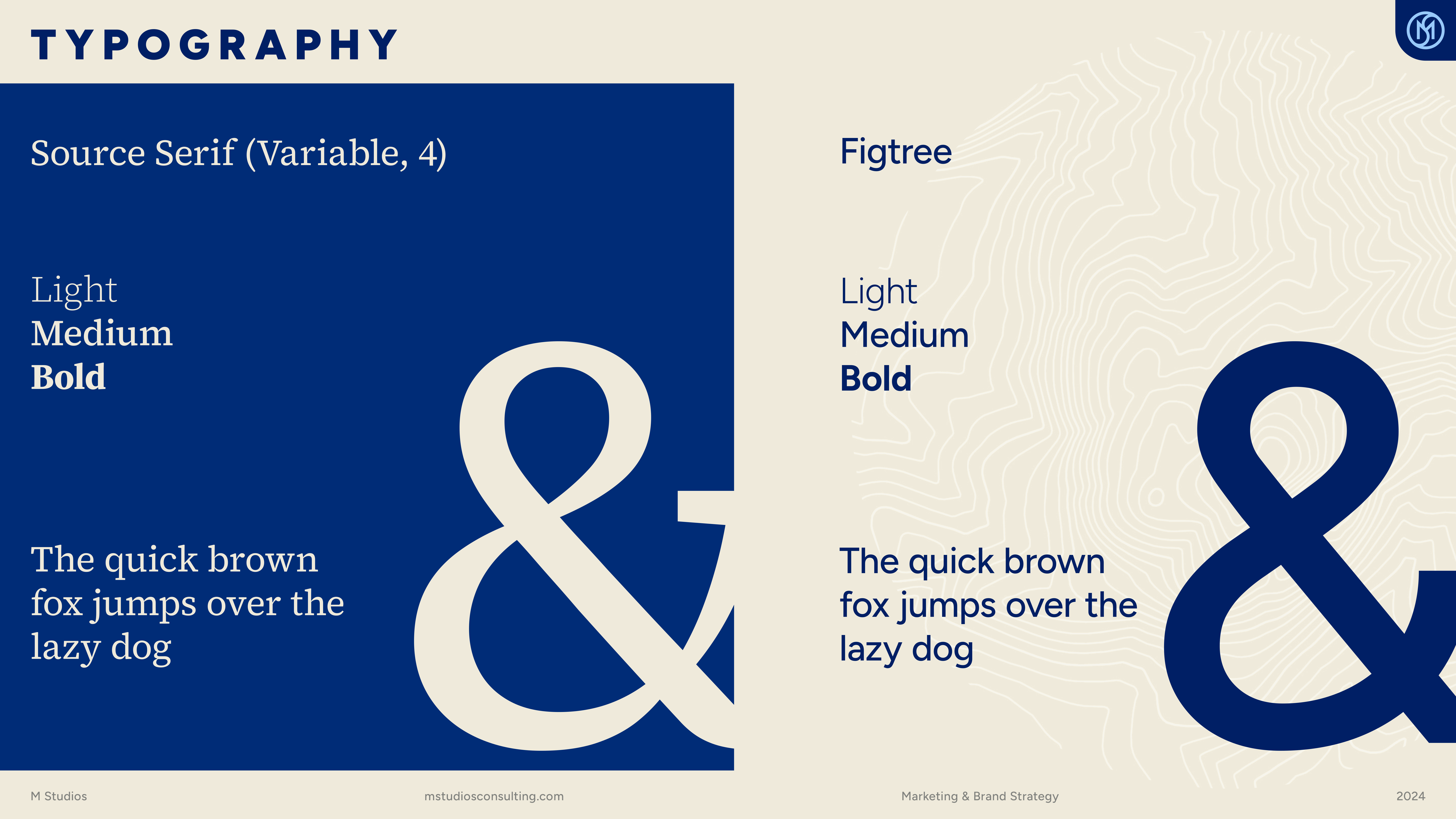 M&S Consulting brand guidelines overview spread