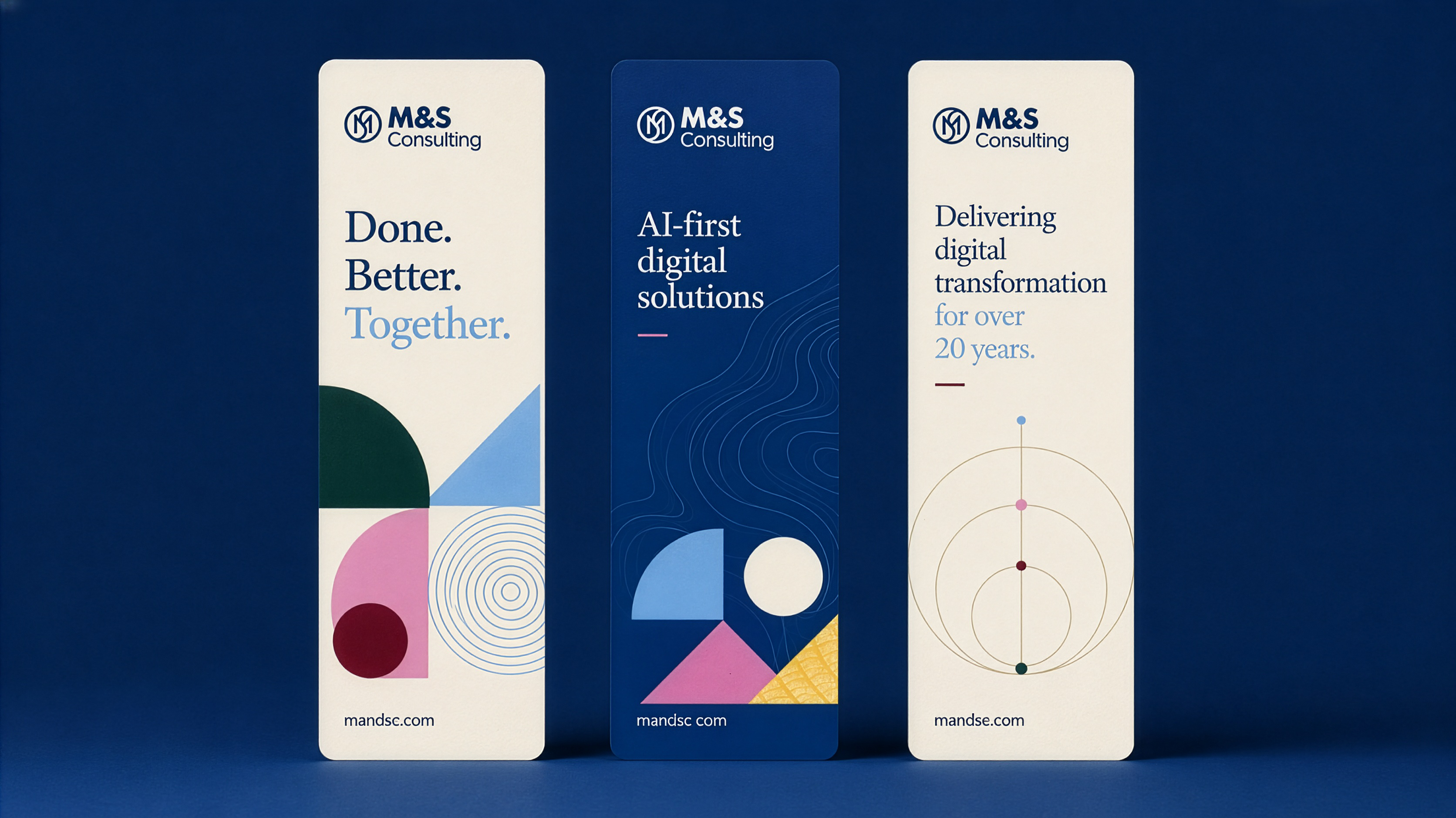 M&S Consulting brand guidelines application spread